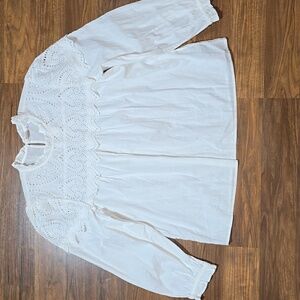 Gap Eyelet Puff Sleeve Top - Off White